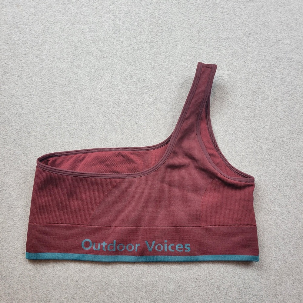 Outdoor Voices Sports Bra Womens Medium Burgundy One Shoulder Asymmetrical Yoga - Picture 6 of 12